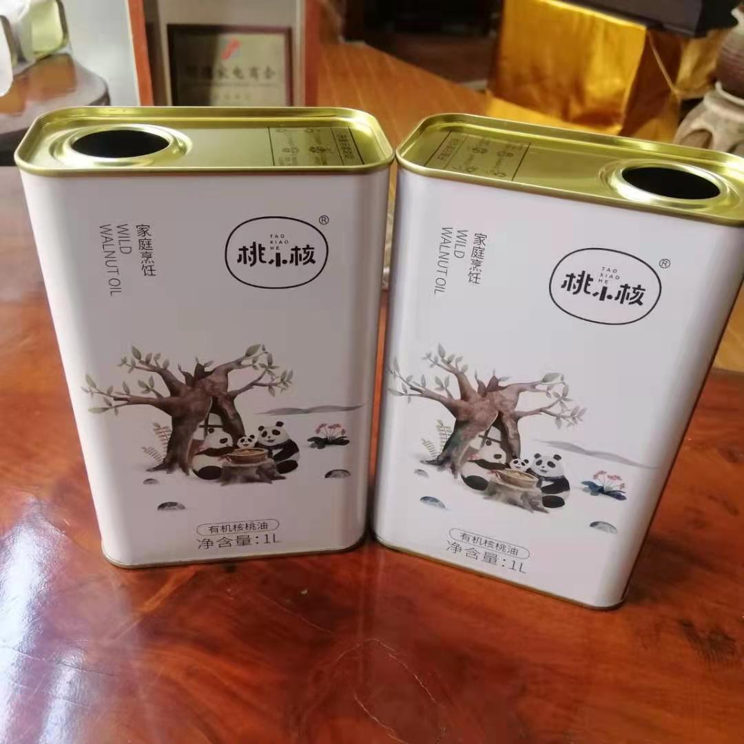 1L云南桃小核核桃油铁罐 云南核桃油马口铁罐包装