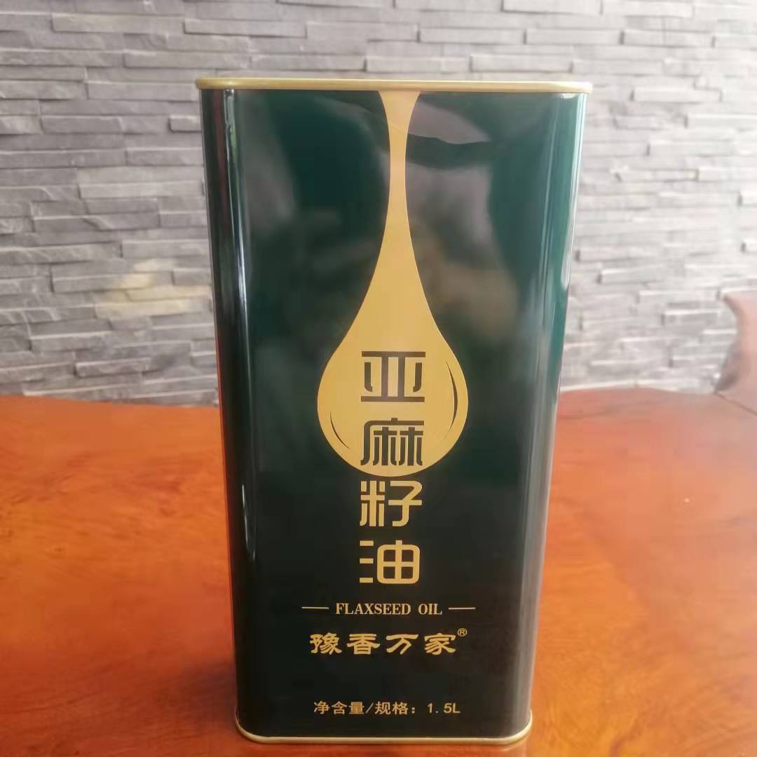 1.5L亚麻籽油印花铁罐 1.5升亚麻籽油方形铁桶