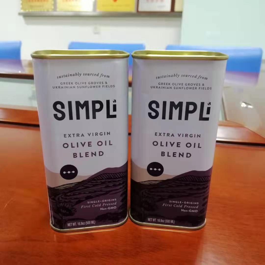 500毫升出口食用油铁罐 印花方形0.5L出口橄榄油罐