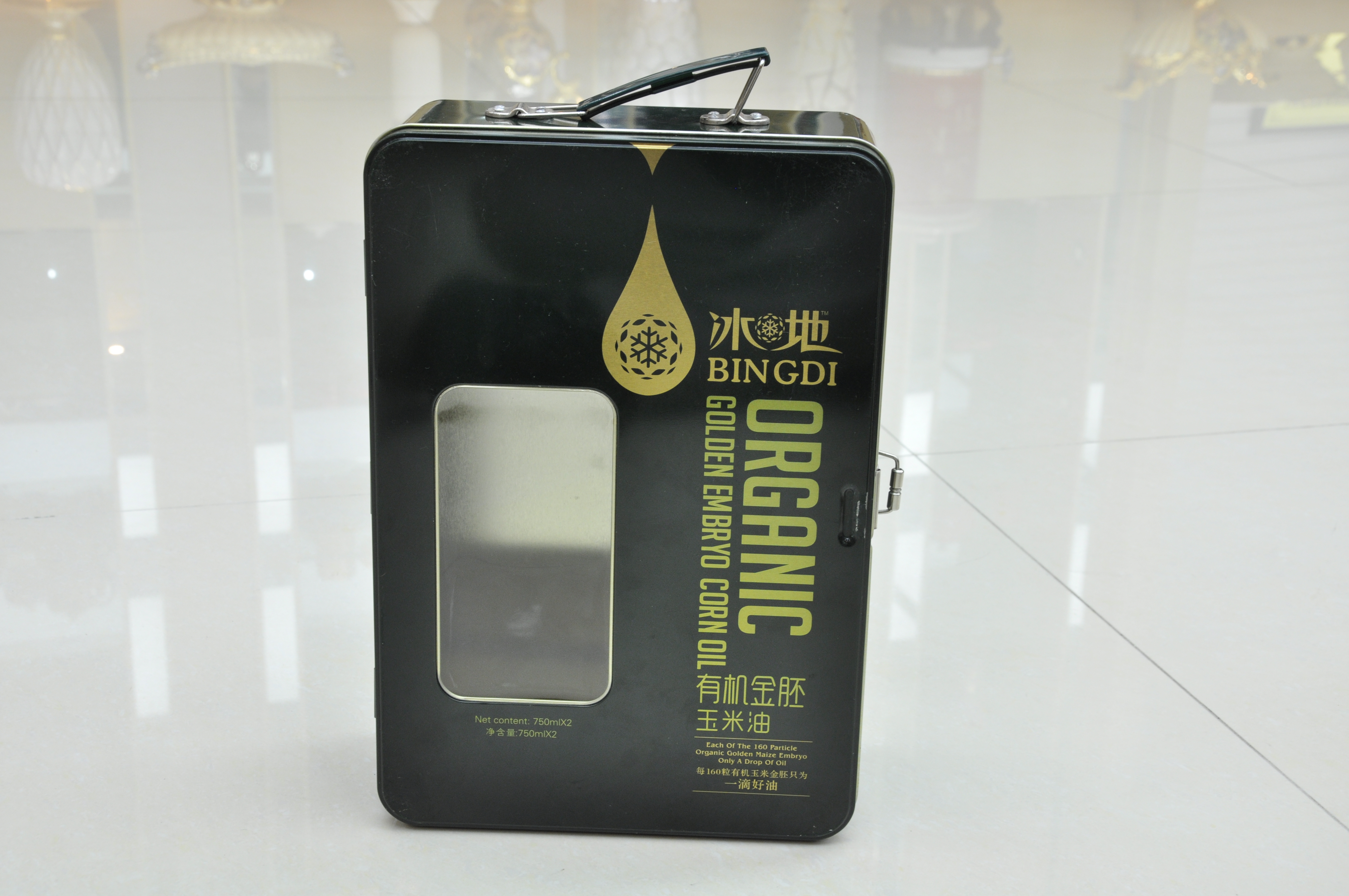 750ML双支装玻璃瓶礼盒 食用油手提送礼铁盒定制
