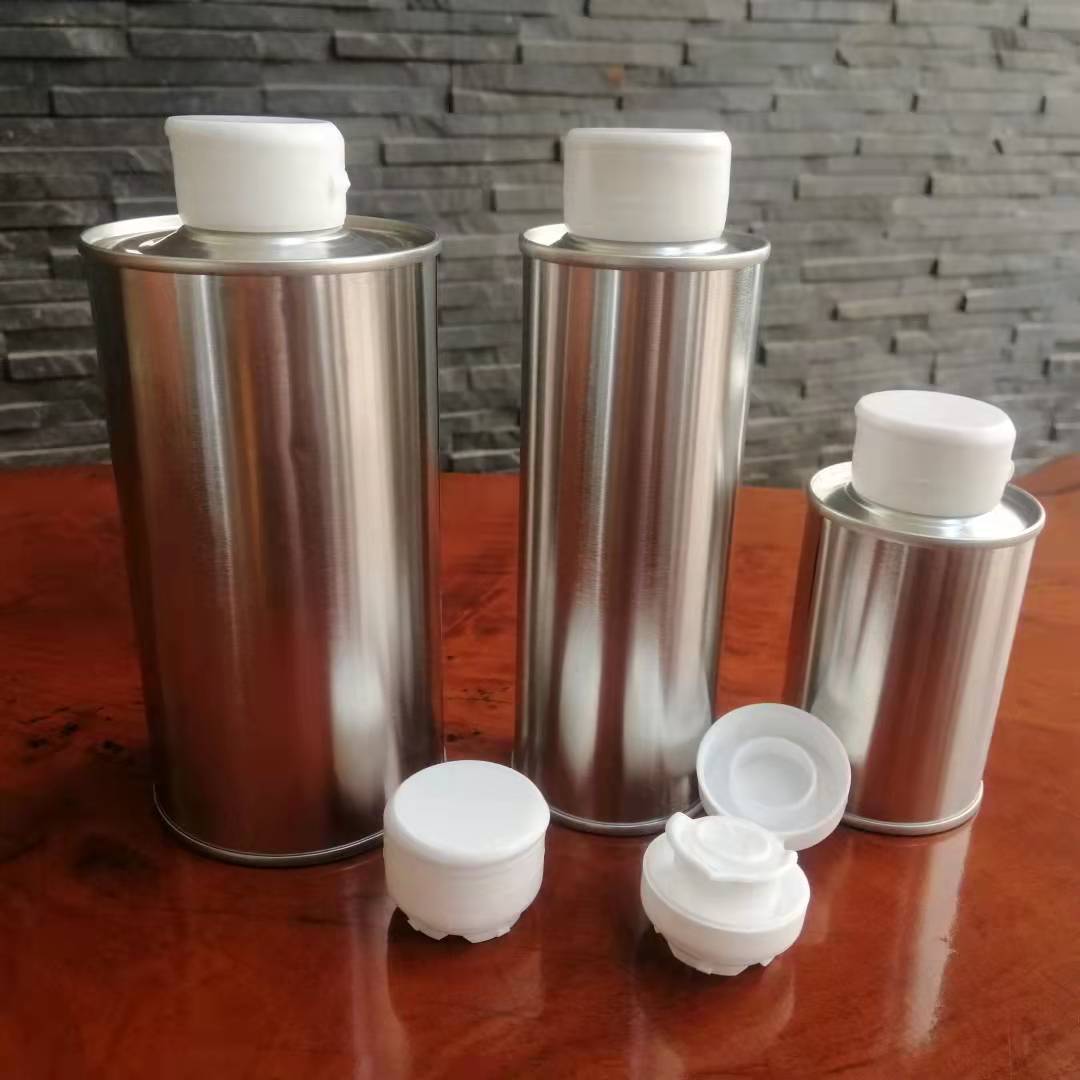 裸身圆形食用油铁瓶批发 光身亚麻籽油铁罐 不印刷图案核桃油铁桶