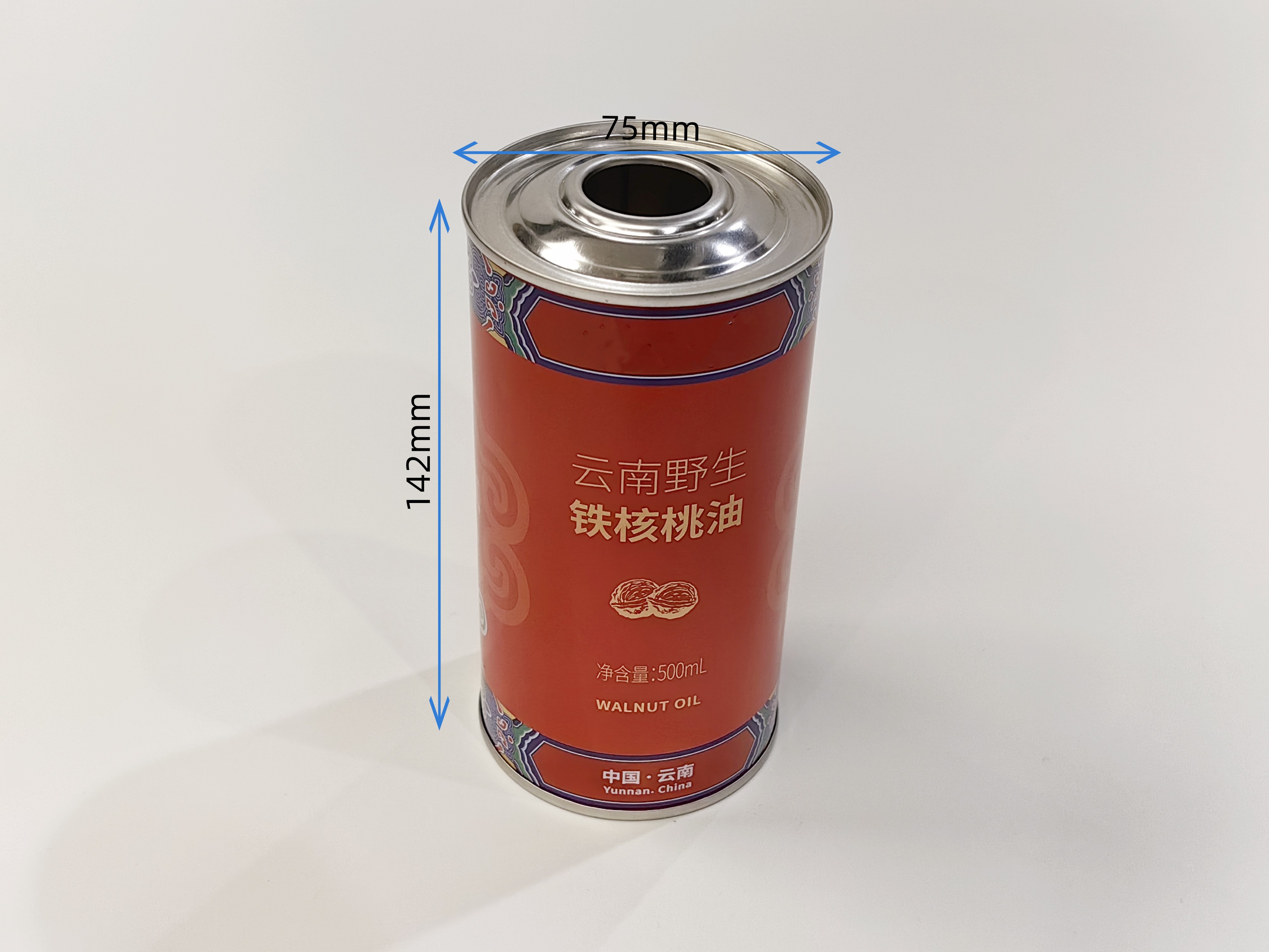 云南有机核桃油铁罐 400ML磨砂效果圆形铁罐