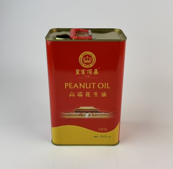 2L花生油铁桶 手提印花花生油铁罐包装 花生油用什么包装好？