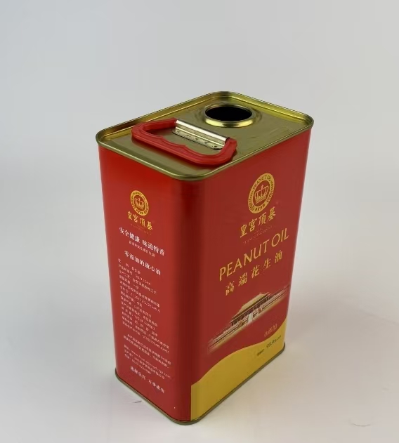 2L花生油铁桶 手提印花花生油铁罐包装 花生油用什么包装好？